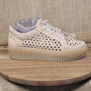 Anthropologie Musse & Cloud Sneakers Perforated Pink Leather Shoes Womens Size 7